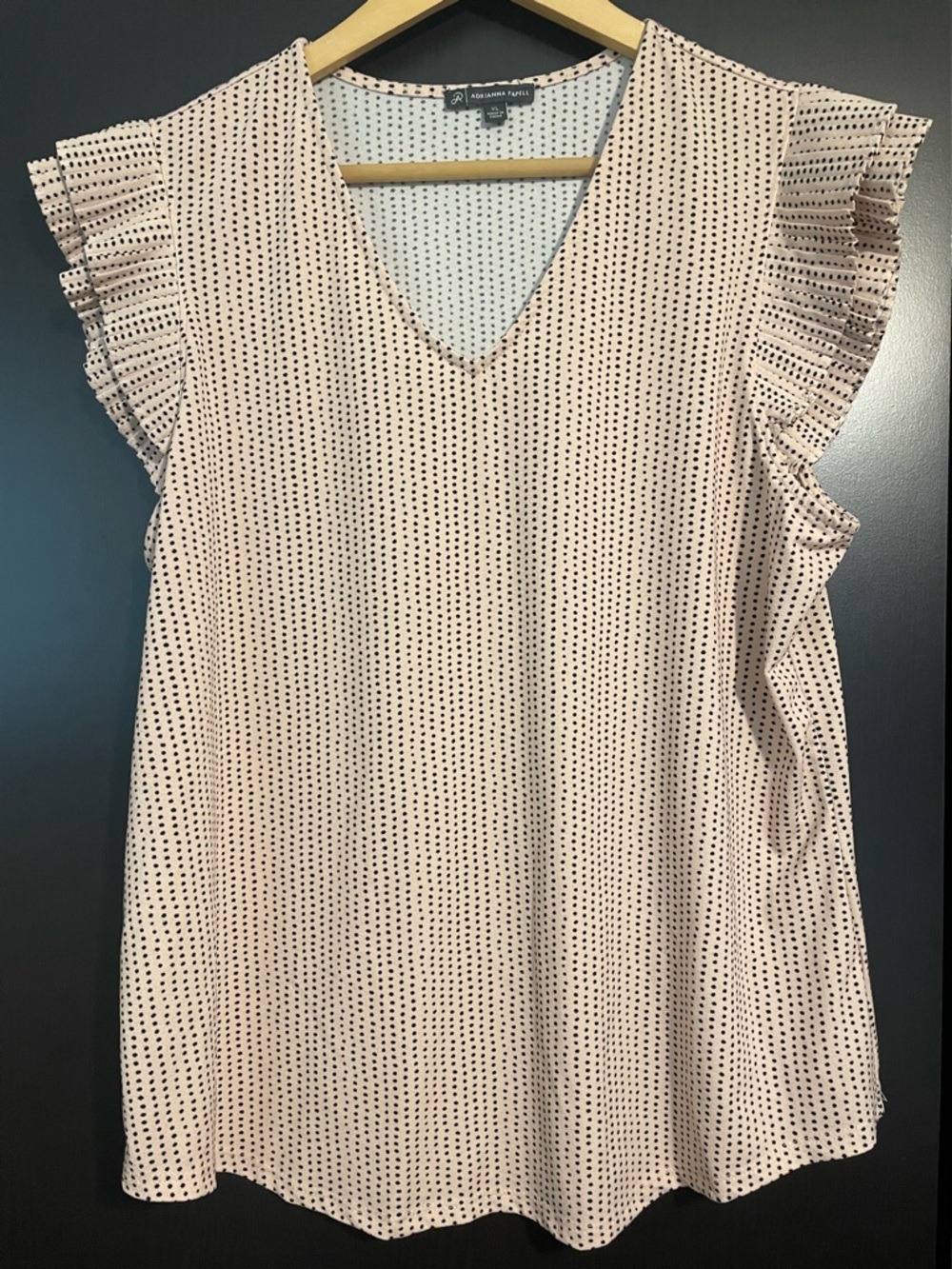 Adrianna Papell Blush Pink Polka Dot Sleeveless Top